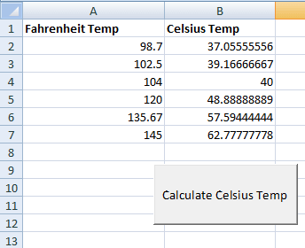 Excel for loop F-C