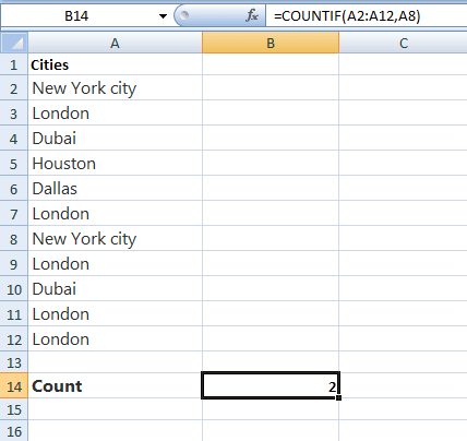 Excel COUNTIF cell