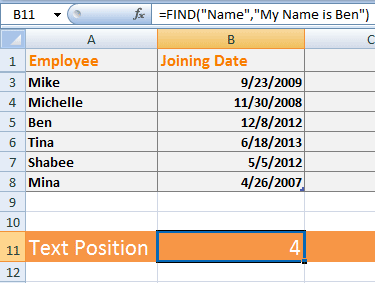 Excel FIND text