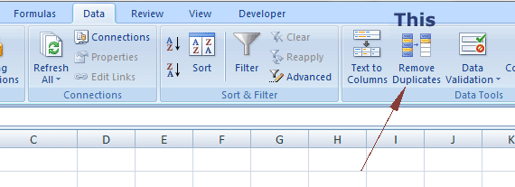 Excel remove data menu