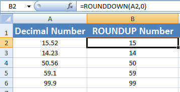 Excel ROUNDDOWN