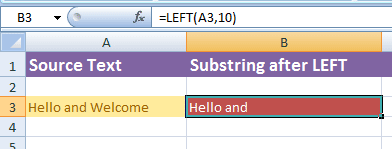 Excel LEFT cell