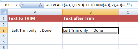Excel remove left spaces