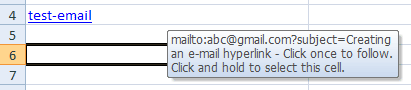 Excel email hyperlink