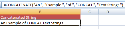 Excel concatenating string