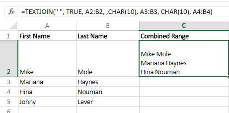 Excel TEXTJOIN multiple