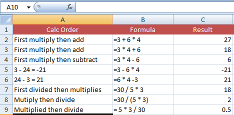 Excel multiple order