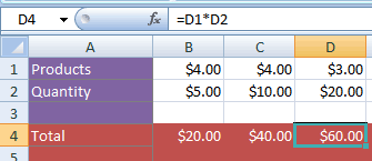 Excel multiply rows