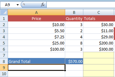 Excel SUM of product