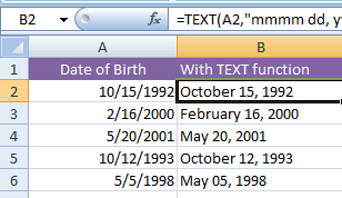 Excel format date TEXT