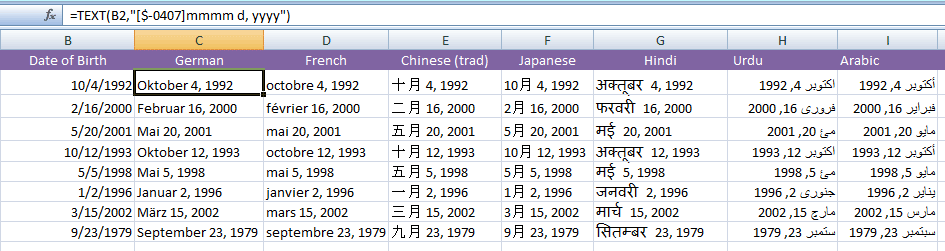 format date languages