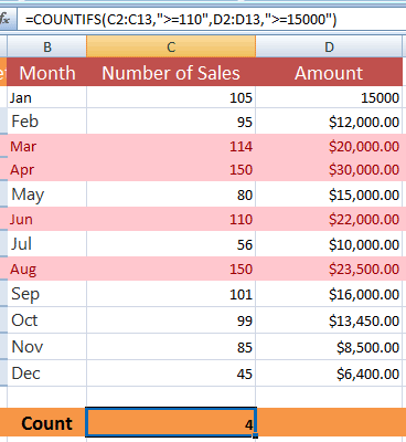 Excel COUNTIFS