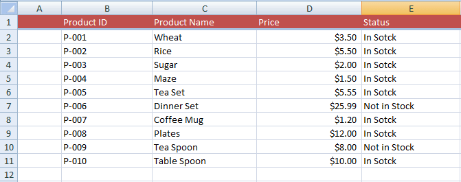 Excel VLOOKUP Table