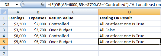 IF OR Excel Functions