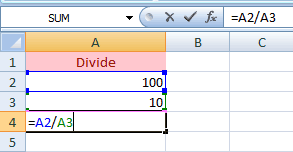 Excel division cell reference