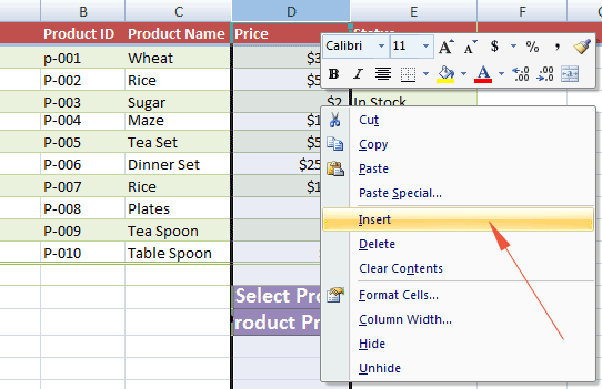 Excel add column