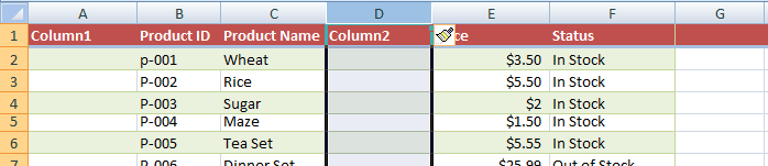 Excel column added