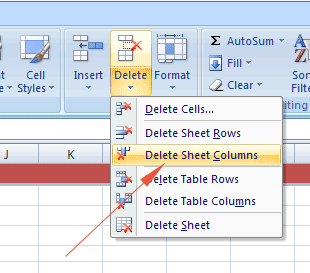 Excel remove col ribbon