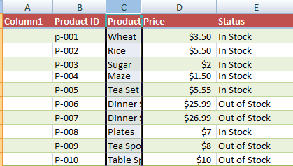 Excel wrapped text col