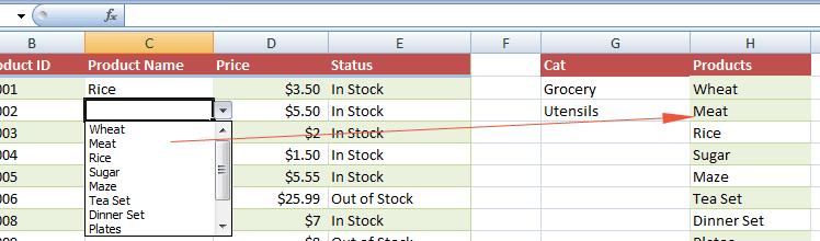 Excel item new added