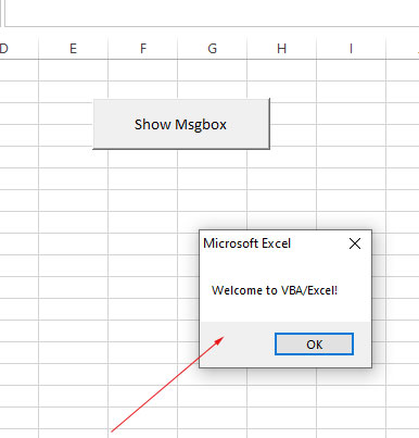 Connecting a VBA Command Button to display a message box in Excel