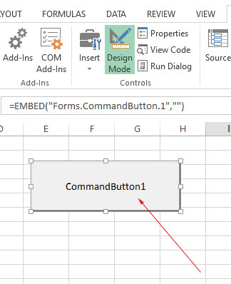 VBA Command Button placeholder ready to be customized.