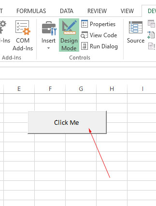 Example of a VBA Command Button with 'Click Me' label