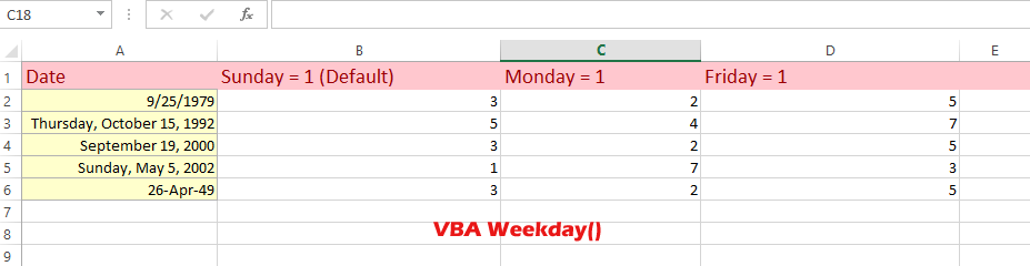 VBA-weekday-Range-Excel